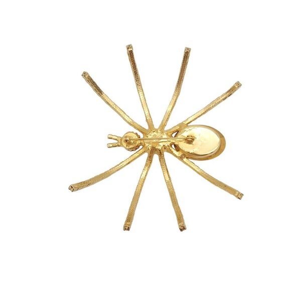 Large Crystal Rhinestone Spider Brooch Pin Gold Tone 3.5" Long *Ivana See Desc.* - Picture 6 of 8